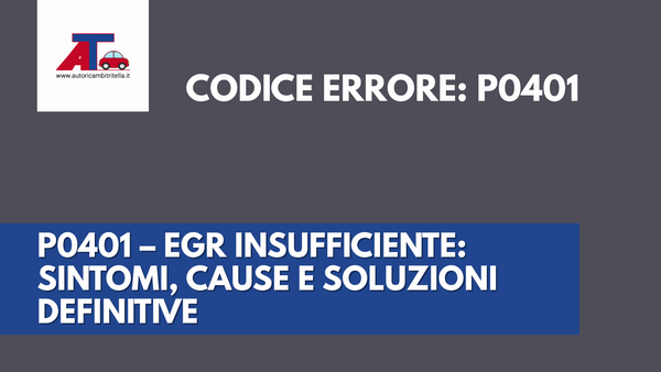 P0401 – EGR INSUFFICIENTE: SINTOMI, CAUSE E SOLUZIONI DEFINITIVE