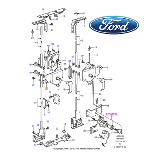 ✅ 1018634 FORD - TRANSIT 08/94 - 08/00 SERRATURA PORTIERA POSTERIORE DESTRA