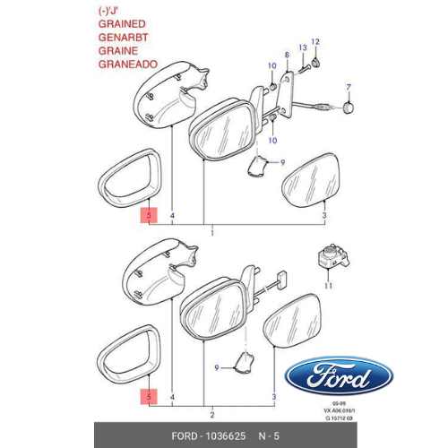 ✅ 1036625 FORD - CORNICE RETROVISORE SINISTRO