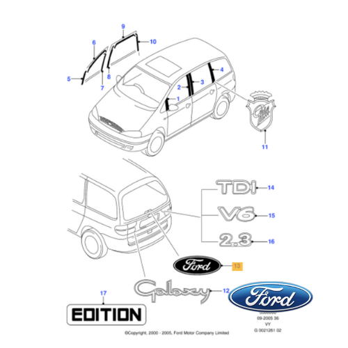 ✅ 1108560 FORD - STEMMA LOGO FREGIO POSTERIORE ORIGINALE GALAXY