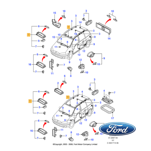 ✅ 1136914 FORD - LUCE DI CORTESIA TETTO FORD GALAXY VY