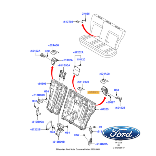 ✅ 1231481 FORD - DISPOSITIVO SGANCIO SEDILE POSTERIORE SX FIESTA NUOVO ORIGINALE