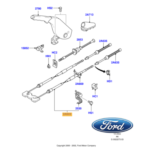 ✅ 1253159 FORD - CAVO COMANDO FRENO STAZIONAMENTO FORD 1143926