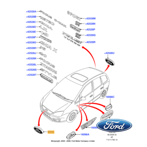 ✅ 1360719 FORD - EMBLEMA LOGO FREGIO FORD FOCUS C-MAX MONDEO