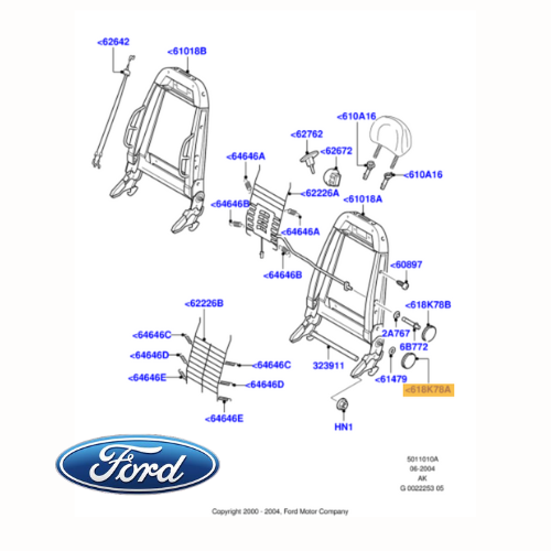 ✅ 1363118 FORD - IMPUGNATURA PERNO MANOPOLA REGOLAZIONE SEDILE