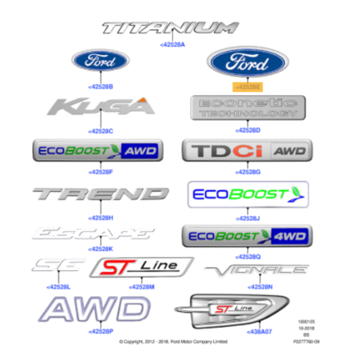 ✅ 2011426 FORD - SIGLA MODELLO EMBLEMA OVALE FORD PER PORTELLONE KUGA CBS