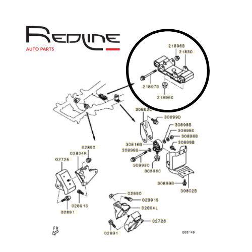 ✅ 43MI054 REDLINE - SOSPENSIONE MOTORE POSTERIORE MITSUBISHI MR992717