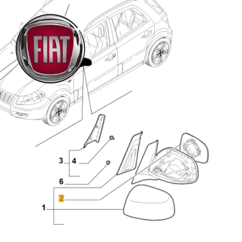 🚚 71743613 FIAT - VETRO SPECCHIO SPECCHIETTO SINISTRO FIAT SEDICI