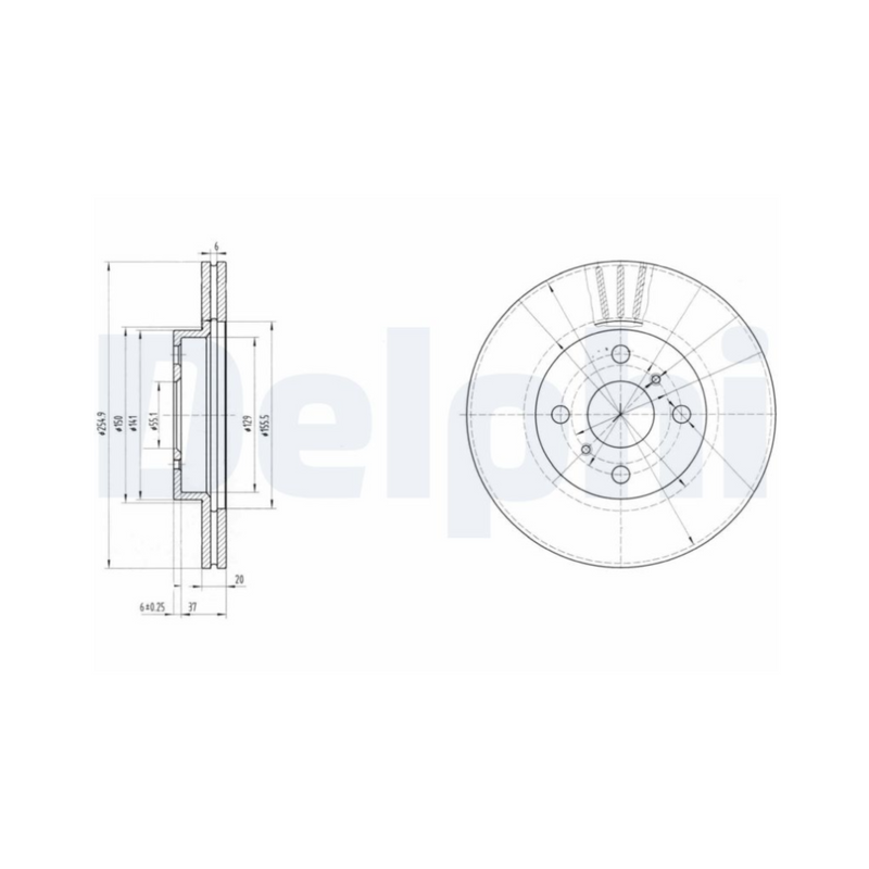 ✅ BG3520 DELPHI - COPPIA DISCHI FRENO 2 PZ 435120D050 TOYOTA