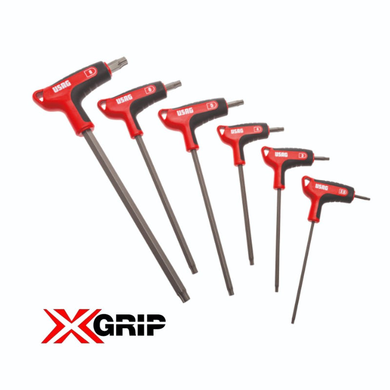 USAG U02802460 SERIE DI 6 CHIAVI MASCHIO CON PROFILO ESAGONALE SPECIALE X-GRIP E IMPUGNATURA BIMATERIALE 280 HX/SE6