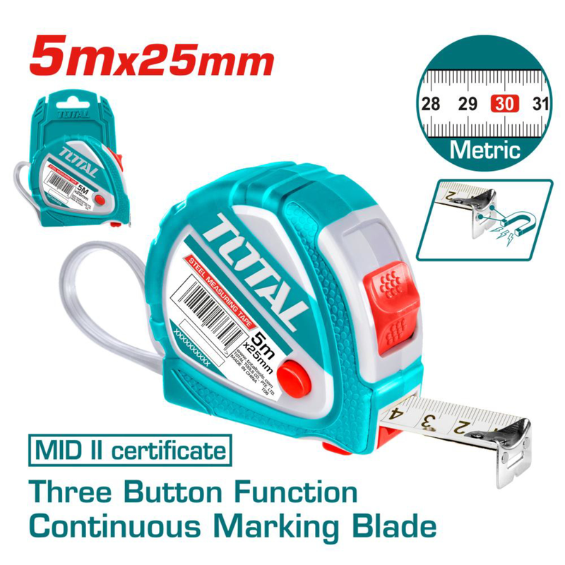 ✅ INECO 4401600005 – FLESSOMETRO 5 METRI × 25 MM – TOTAL TMT126052ME