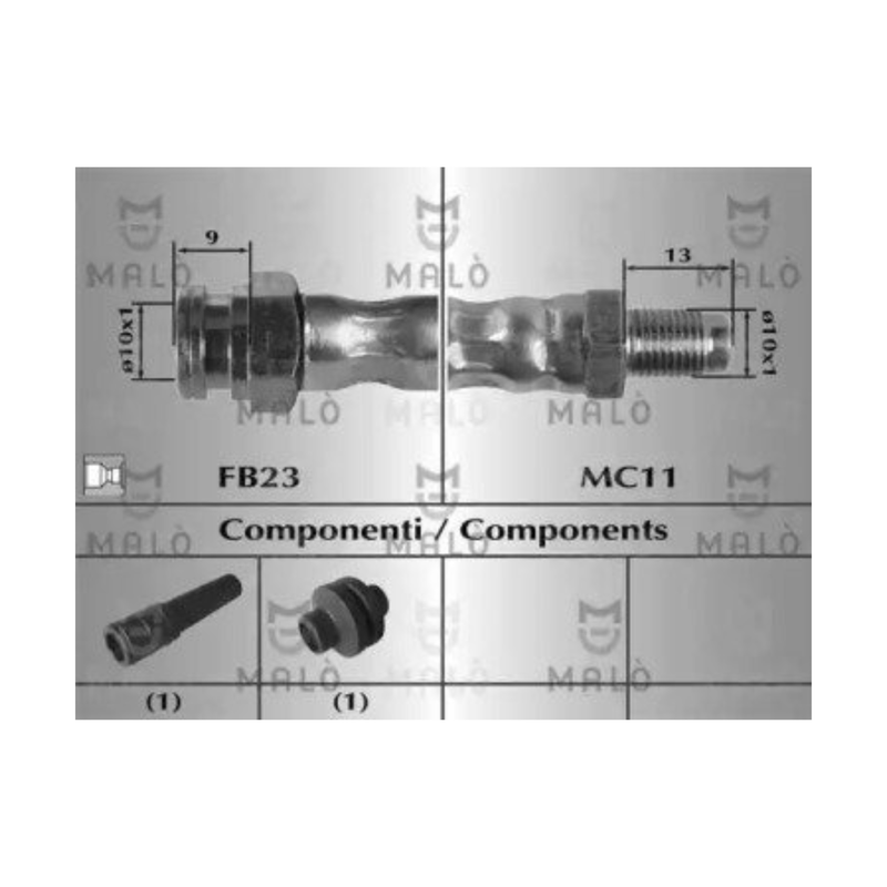 ✅ MALO 80963 - FLESSIBILE / TUBO FRENO ASSALE ANTERIORE 435MM FIAT 51841431