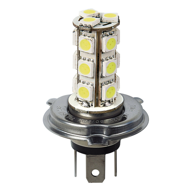 58513 - 12V Hyper-Led 54 - 18 SMD x 3 chips - (H4) - P43t - 2 pz  - Scatola Plast. - Bianco