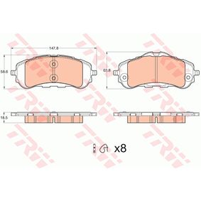 GDB2044 TRW COTEC Kit pastiglie freno Freno a disco