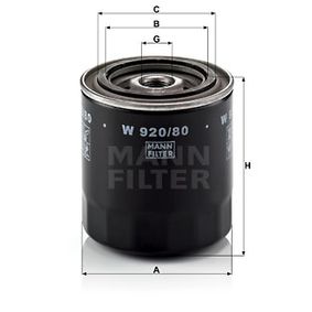 W920/80 MANN-FILTER Filtro olio