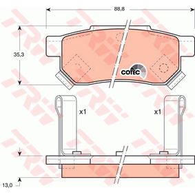 GDB499 TRW COTEC Kit pastiglie freno Freno a disco